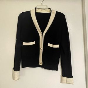 Black and White Contrast Cardigan